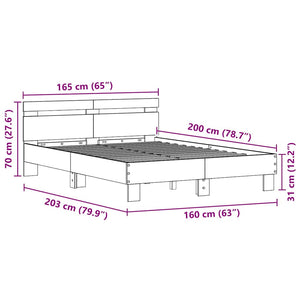 Σκελετός Κρεβατιού Παλιό ξύλο 160 x 200 cm Επεξεργασμένο Ξύλο