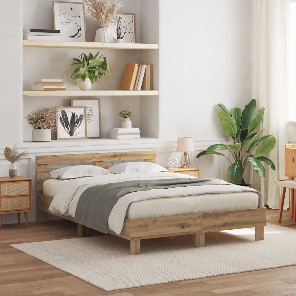 Σκελετός Κρεβατιού Artisan Oak 140 x 200 cm Επεξεργασμένο Ξύλο - Pakobazaar