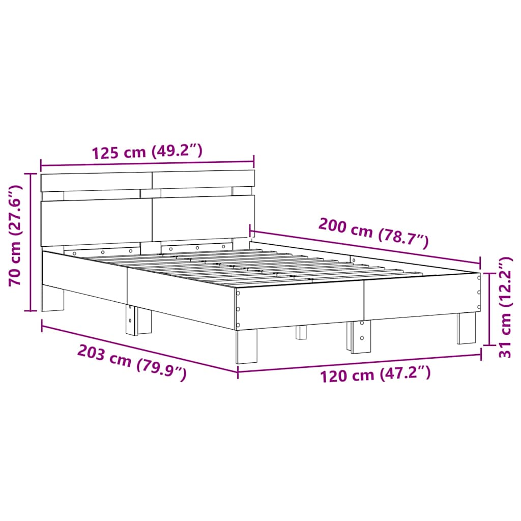 Σκελετός Κρεβατιού Παλιό ξύλο 120 x 200 cm Επεξεργασμένο Ξύλο - Pakobazaar
