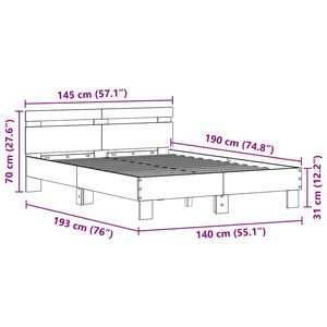 Σκελετός Κρεβατιού Artisan Oak 140 x 190 cm Επεξεργασμένο Ξύλο - Pakobazaar