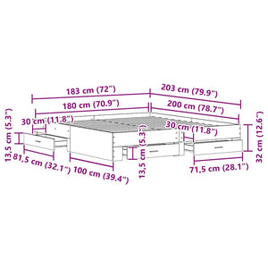Σκελετός Κρεβατιού Παλιό Ξύλο 180 x 200 cm Επεξεργασμένο Ξύλο - Pakobazaar