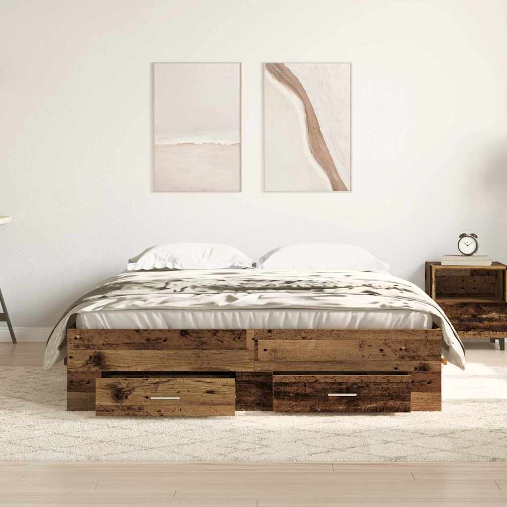 Σκελετός Κρεβατιού Παλιό Ξύλο 160 x 200 cm Επεξεργασμένο ξύλο - Pakobazaar
