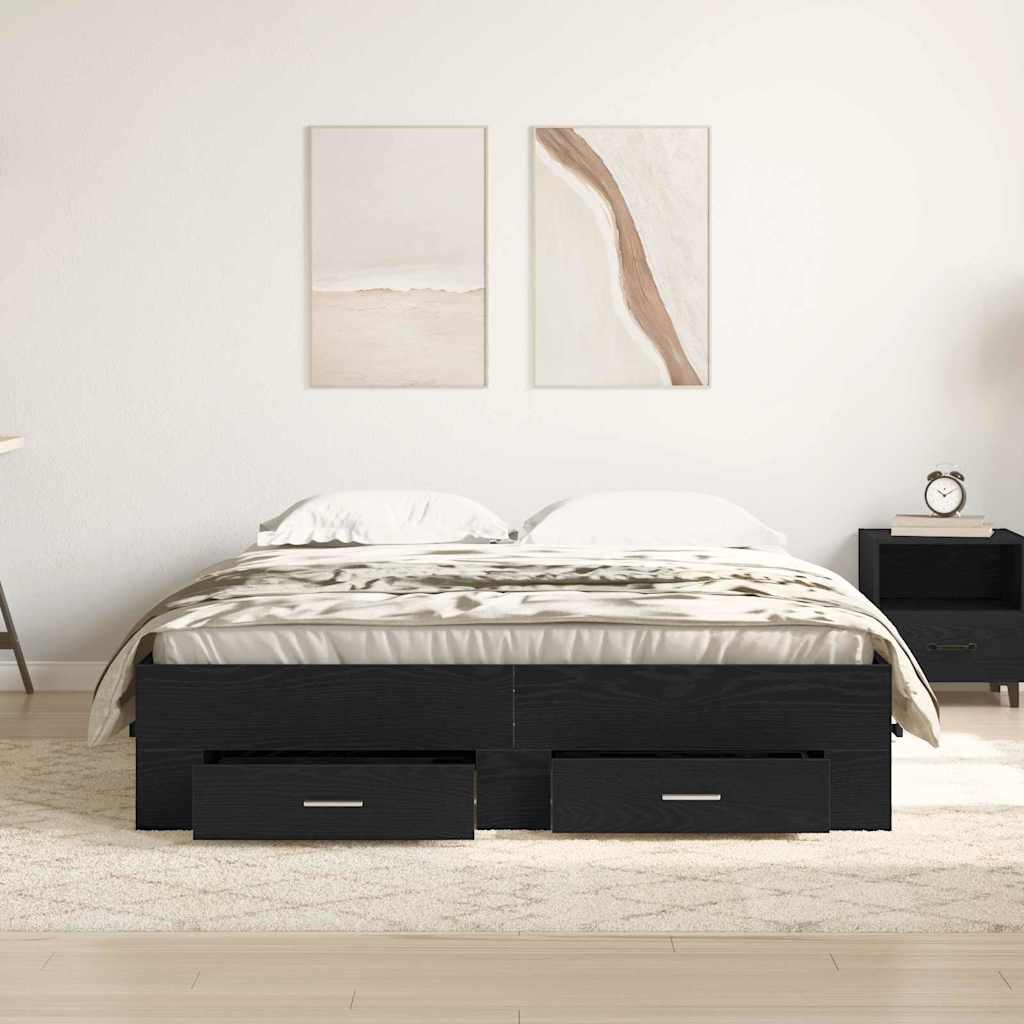 Σκελετός Κρεβατιού Μαύρη Οξυά 160 x 200 cm Επεξεργασμένο ξύλο