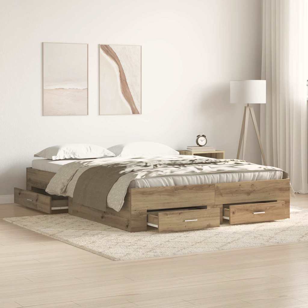 Σκελετός Κρεβατιού Artisan Oak 140 x 200 cm Επεξεργασμένο Ξύλο - Pakobazaar