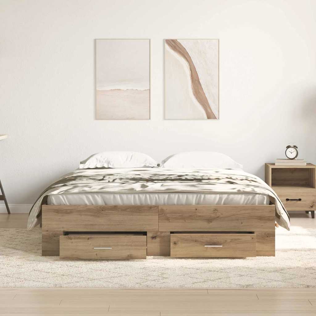 Σκελετός Κρεβατιού Artisan Oak 140 x 200 cm Επεξεργασμένο Ξύλο - Pakobazaar