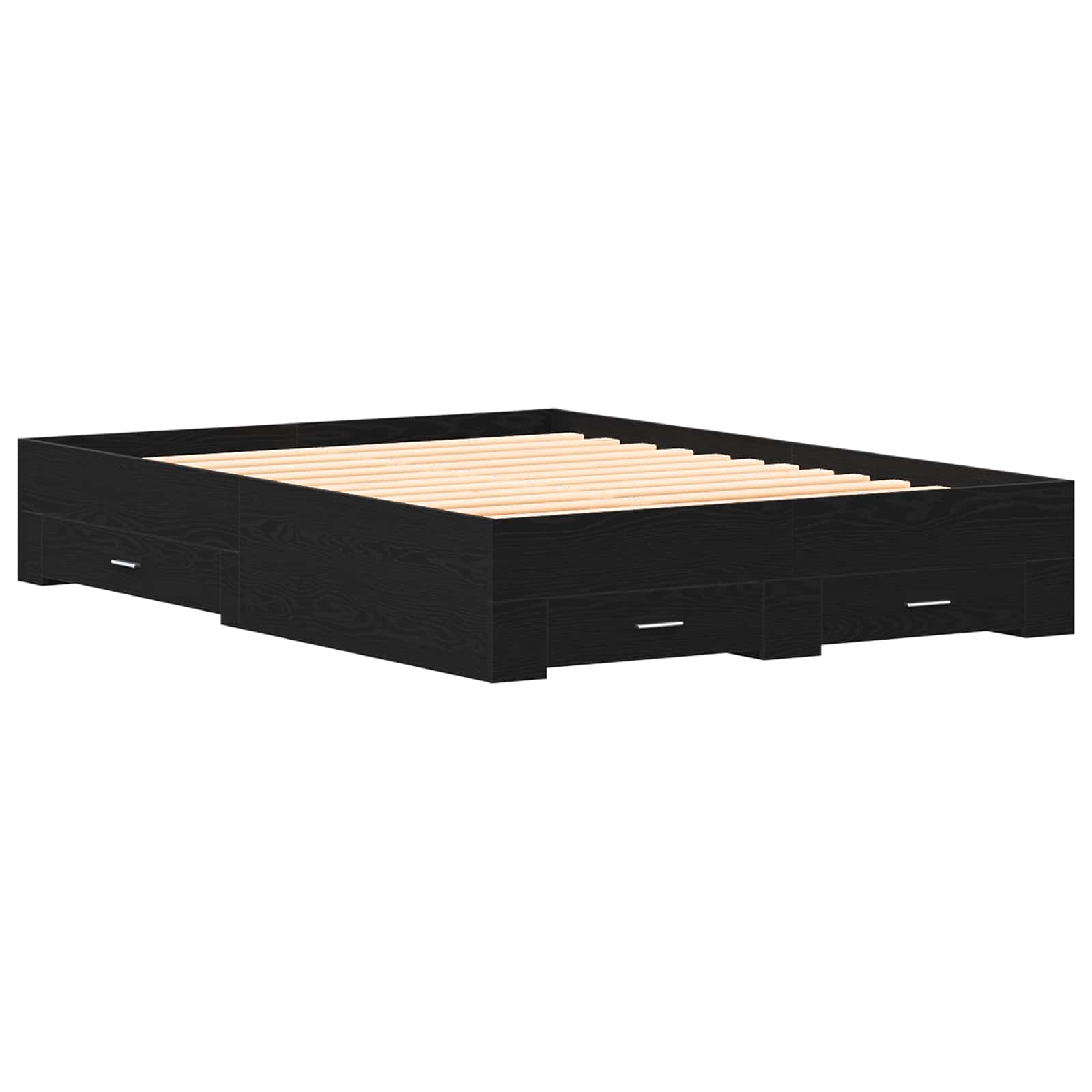 Σκελετός Κρεβατιού Μαύρη Οξυά 140 x 190 cm Επεξεργασμένο ξύλο