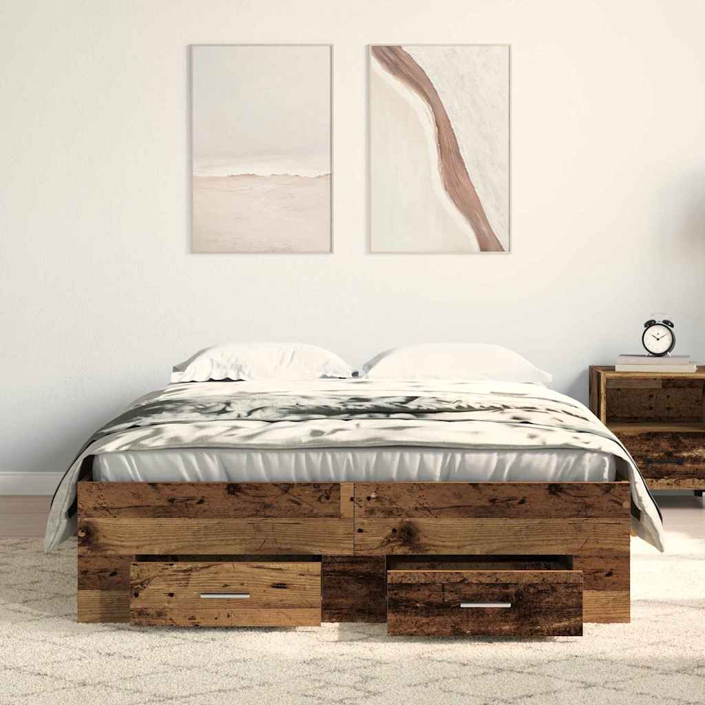 Σκελετός Κρεβατιού Παλιό Ξύλο 120 x 190 cm Επεξεργασμένο ξύλο