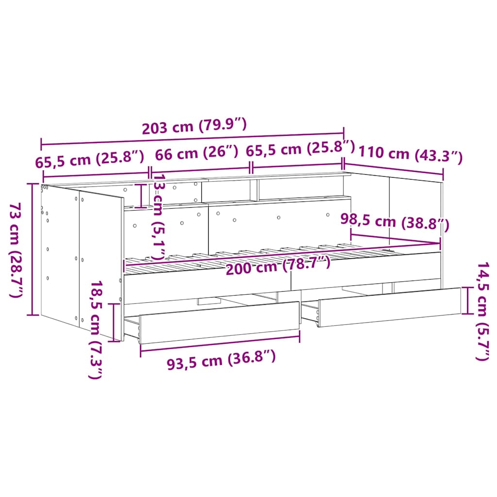 Καναπές Κρεβάτι Παλιό Ξύλο 100 x 200 cm Επεξεργασμένο ξύλο - Pakobazaar