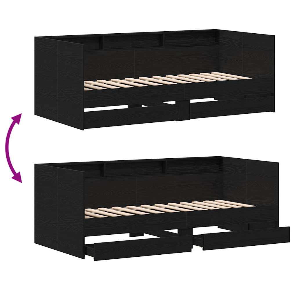 Καναπές Κρεβάτι Μαύρη Οξυά 100 x 200 cm Επεξεργασμένο ξύλο