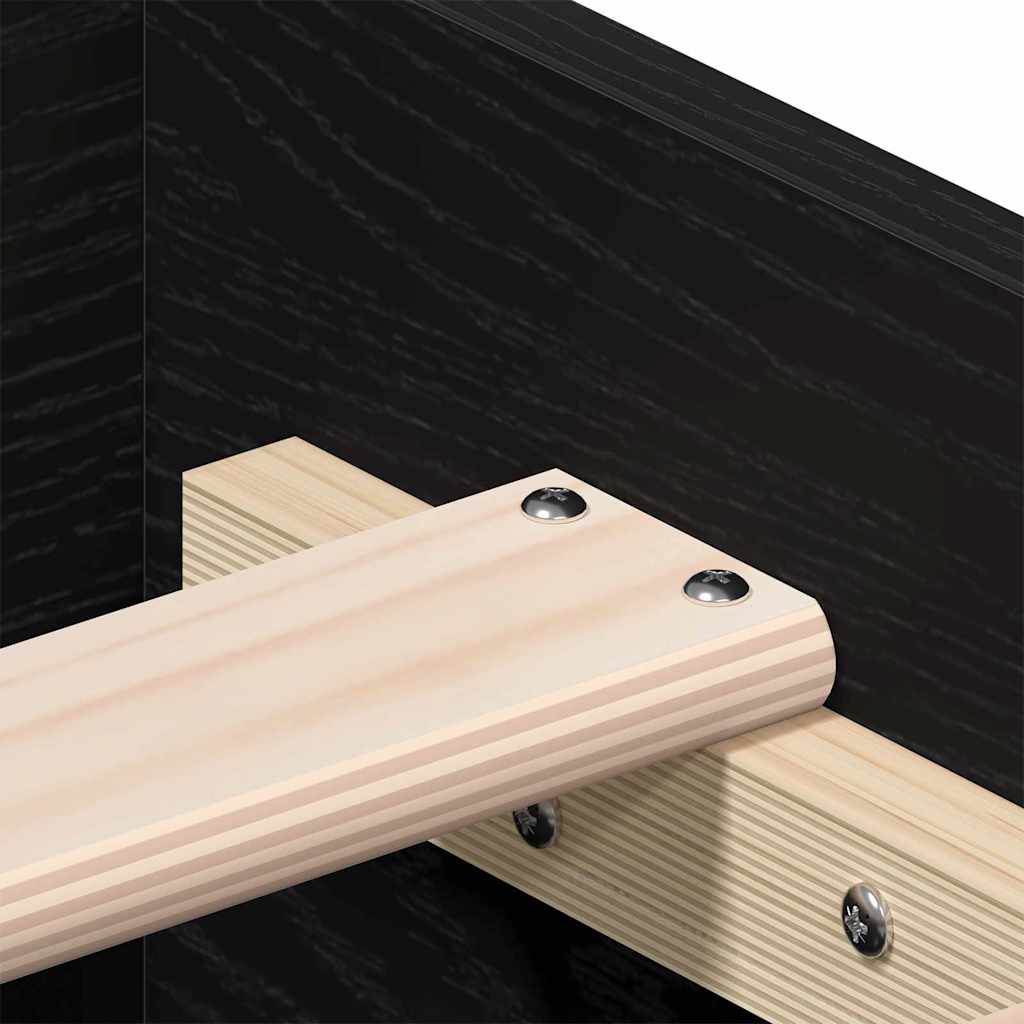 Σκελετός Κρεβατιού Μαύρη Οξυά 90 x 190 cm Επεξεργασμένο ξύλο