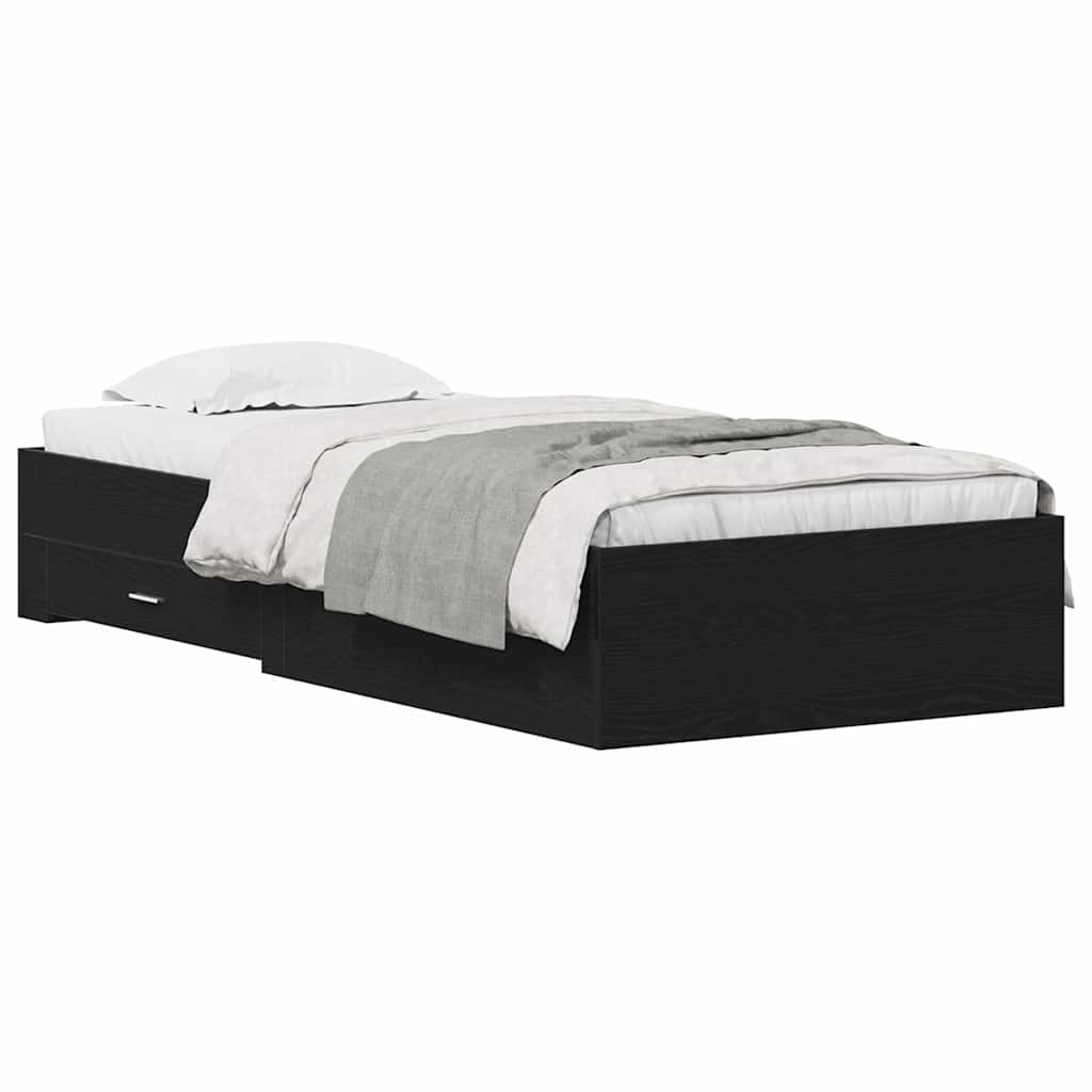 Σκελετός Κρεβατιού Μαύρη Οξυά 90 x 190 cm Επεξεργασμένο ξύλο