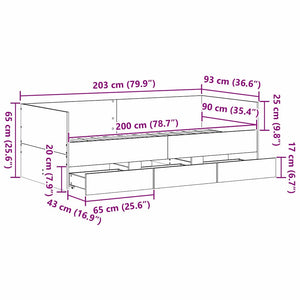 Καναπές Κρεβάτι Artisan Oak 90 x 200 cm Επεξεργασμένο Ξύλο