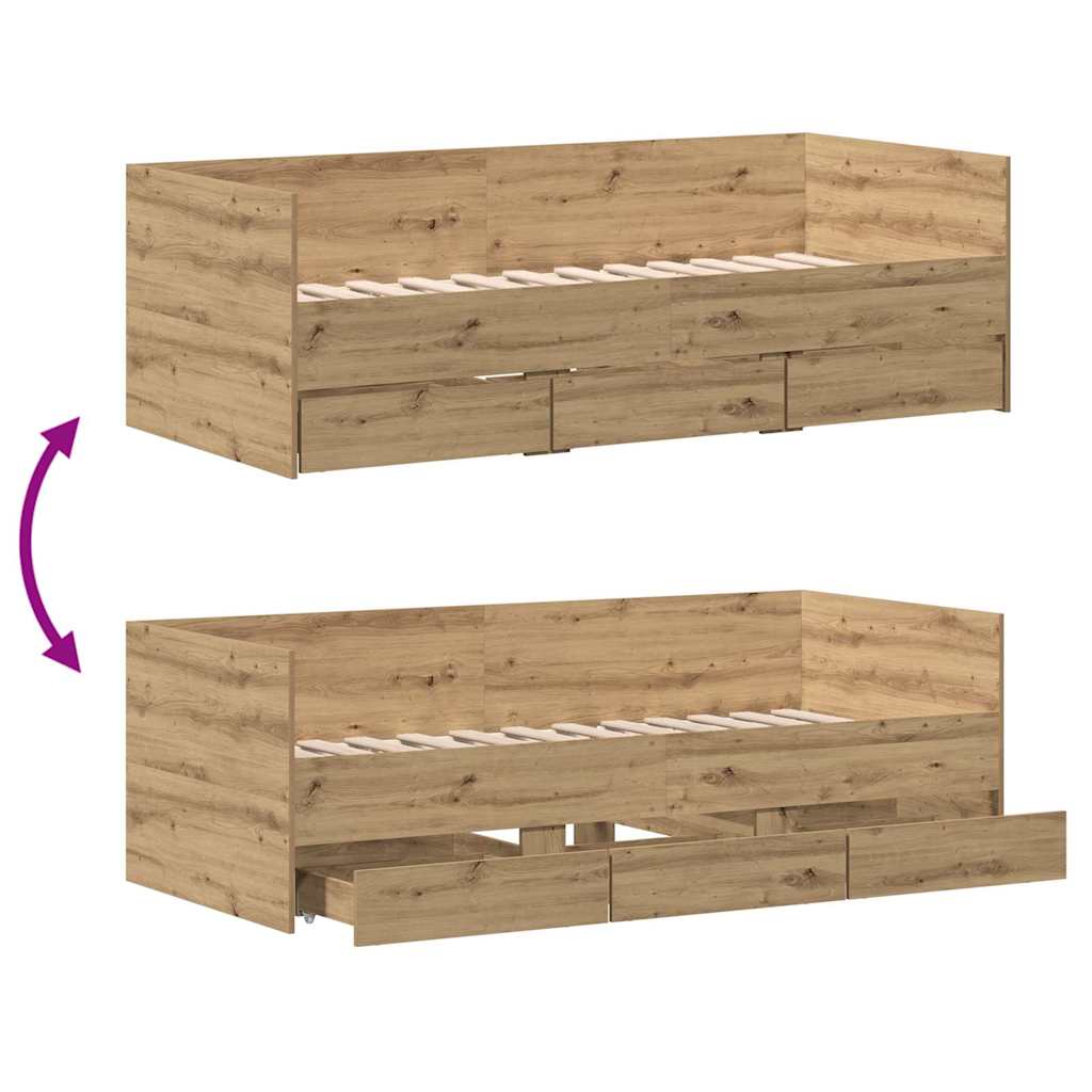 Καναπές Κρεβάτι Artisan Oak 90 x 190 cm Επεξεργασμένο ξύλο - Pakobazaar