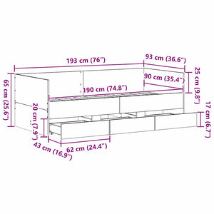 Καναπές Κρεβάτι Artisan Oak 90 x 190 cm Επεξεργασμένο ξύλο - Pakobazaar