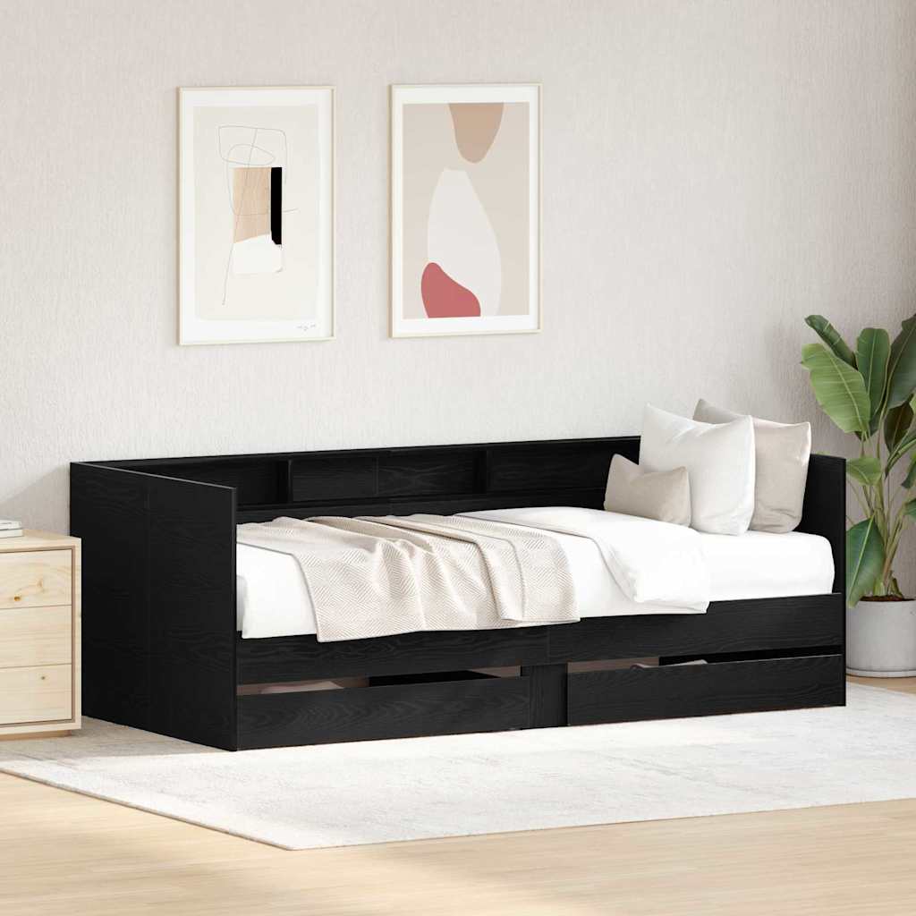 Καναπές Κρεβάτι Μαύρη Οξυά 90 x 190 cm Επεξεργασμένο ξύλο