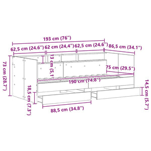Καναπές Κρεβάτι Παλιό Ξύλο 75 x 190 cm Επεξεργασμένο Ξύλο