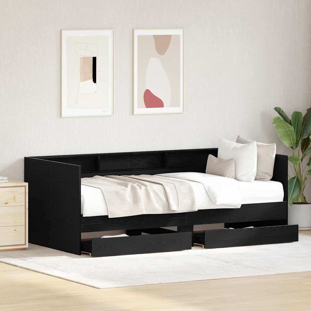 Καναπές Κρεβάτι Μαύρη Οξυά 75 x 190 cm Επεξεργασμένο ξύλο