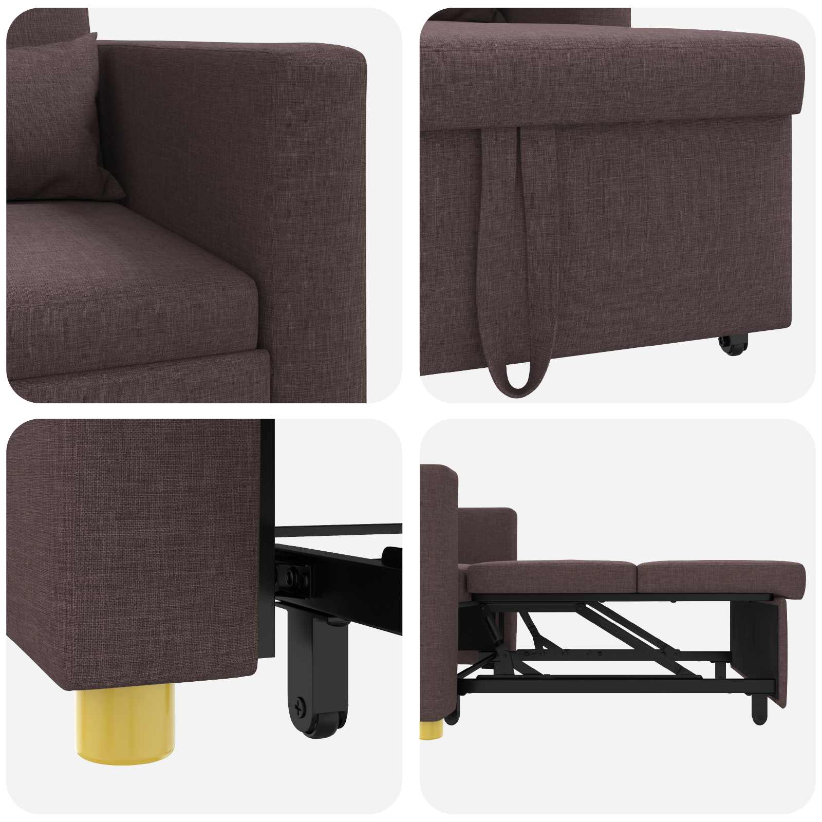 Καναπές Κρεβάτι Μονό Σκούρο καφέ Σκούρο καφέ 90 x 165 x 87 εκ. - Pakobazaar