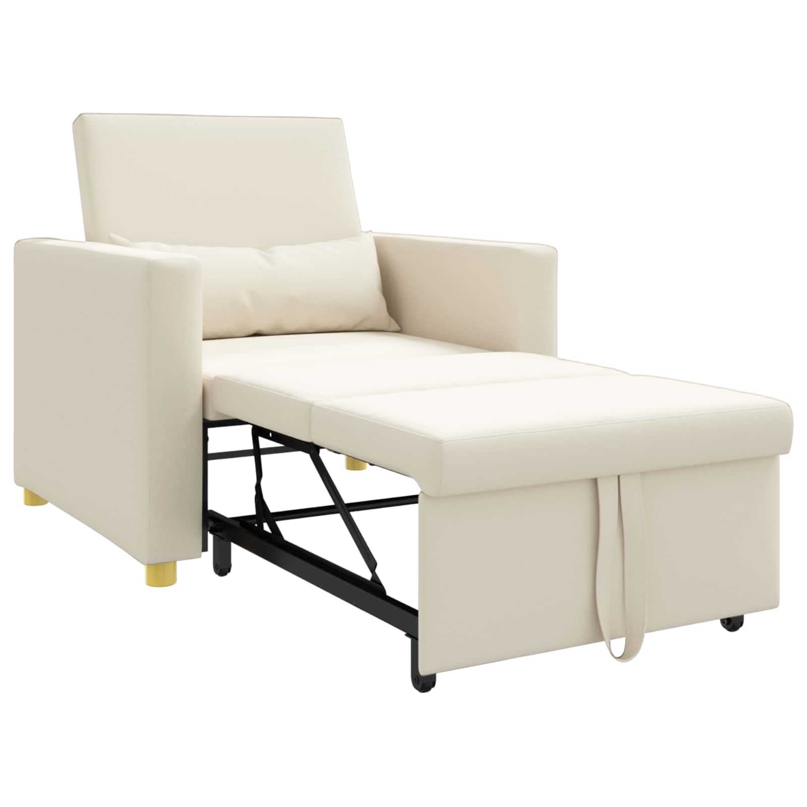 Καναπές Κρεβάτι Μονό Κρεμ λευκό 90 x 165 x 87 εκ. ύφασμα - Pakobazaar