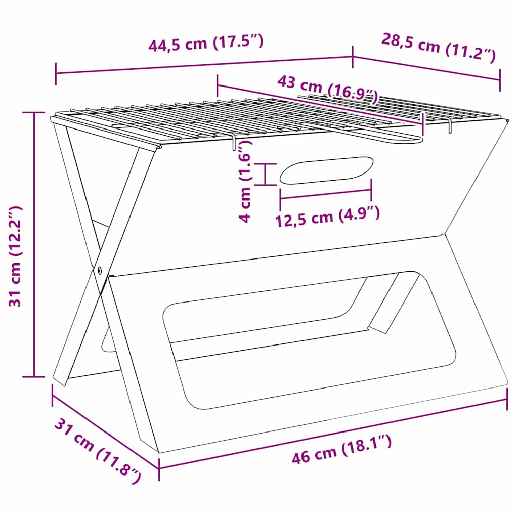 Εξωτερική ψησταριά Μαύρο 46 x 31 x 31 εκ. Ατσάλι - Pakobazaar