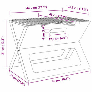 Εξωτερική ψησταριά Μαύρο 46 x 31 x 31 εκ. Ατσάλι - Pakobazaar