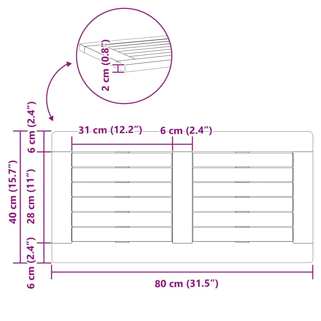 Καπάκι τραπεζιού Φυσικό Λάδι 80 x 40 x 2 cm Στερεό Ξύλο Ακακίας - Pakobazaar
