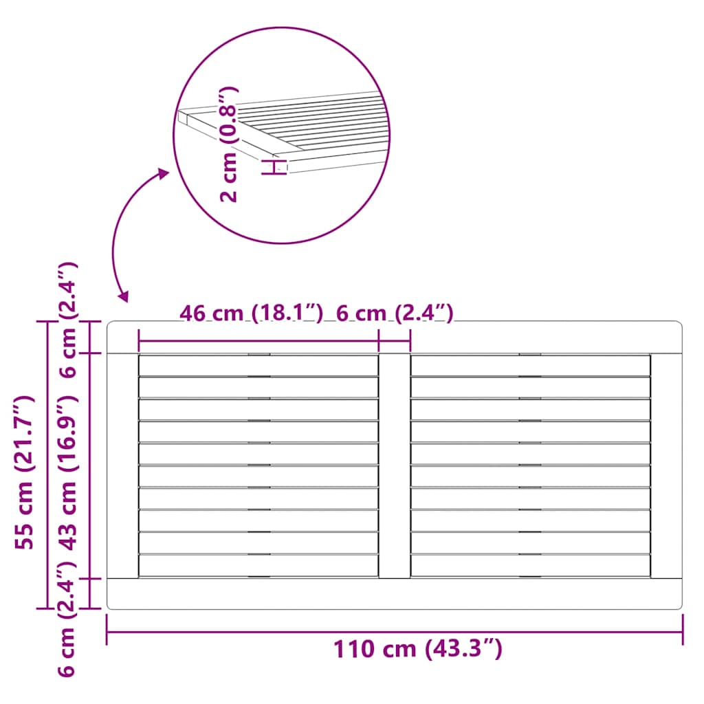 Καπάκι τραπεζιού Φυσικό Λάδι 110 x 55 x 2 εκ. - Pakobazaar
