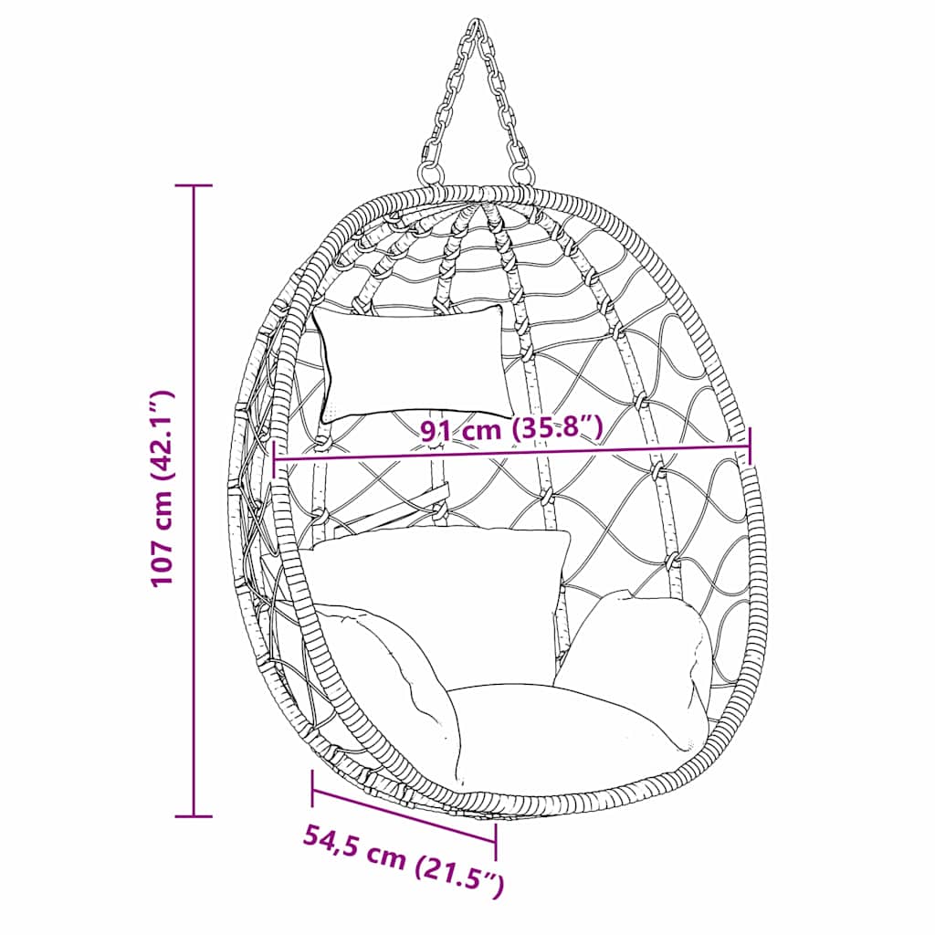 Κρεμαστή καρέκλα αυγό Κρεμ λευκό 91,5 x 60 x 110 εκ. - Pakobazaar
