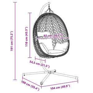 Κρεμαστή καρέκλα αυγό ανθρακί και γκρι 104 x 100 x 191 εκ - Pakobazaar
