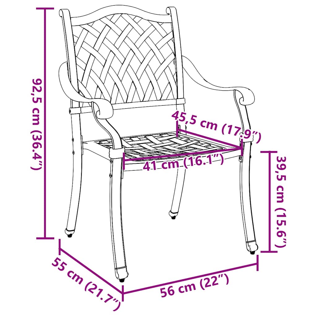 Καρέκλα Κήπου 2 pcs Πράσινο 56 x 55 x 92.5εκ Αλουμίνιο