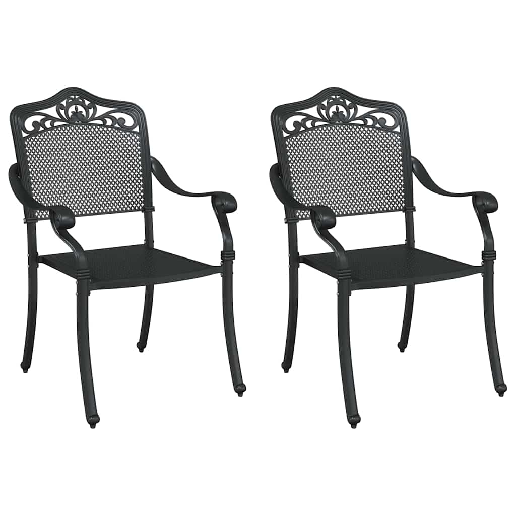 Καρέκλα Κήπου 2 pcs Μαύρο 55 x 55 x 92,5 εκ. Αλουμίνιο