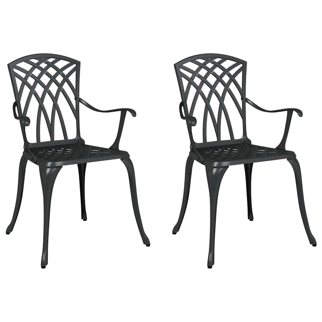 Καρέκλα Κήπου 2 pcs Μαύρο 53 x 51 x 88,5 εκ. Αλουμίνιο - Pakobazaar