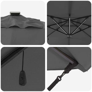 Ομπρέλα ηλίου με φώτα λωρίδας LED Ανθρακί 286 x 284 x 270 εκ - Pakobazaar