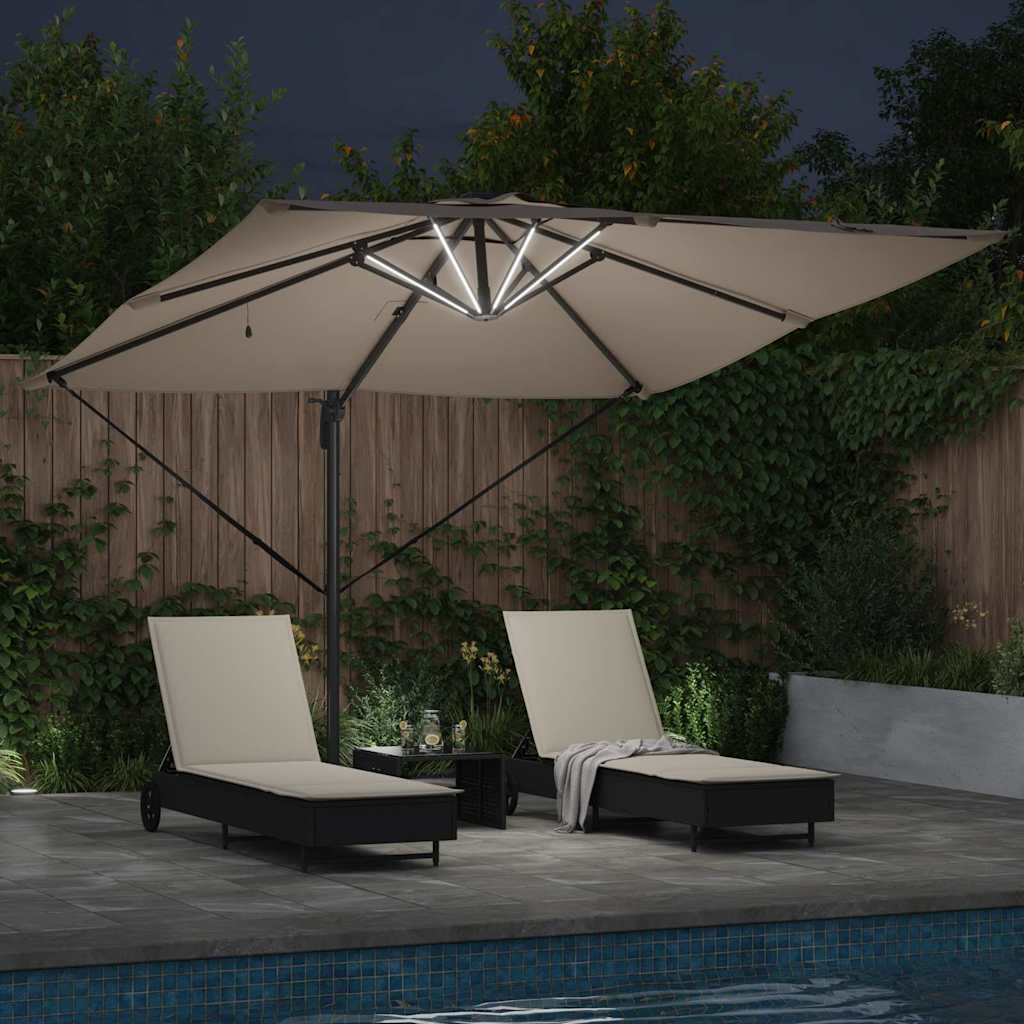 Ομπρέλα ηλίου με φώτα λωρίδας LED Taupe 286 x 284 x 270 εκ - Pakobazaar