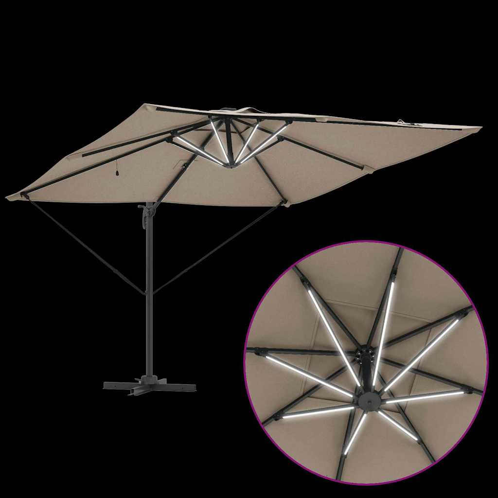 Ομπρέλα ηλίου με φώτα λωρίδας LED Taupe 286 x 284 x 270 εκ - Pakobazaar