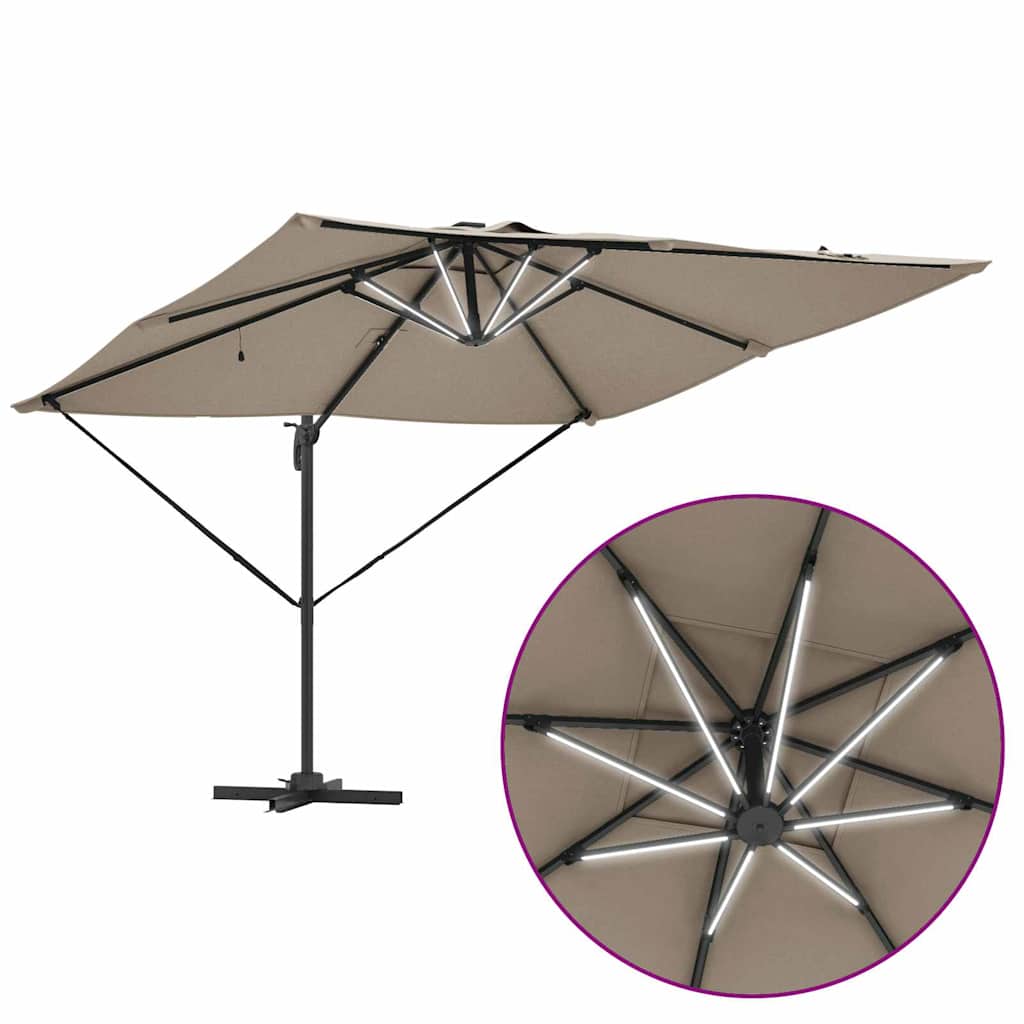 Ομπρέλα ηλίου με φώτα λωρίδας LED Taupe 286 x 284 x 270 εκ - Pakobazaar