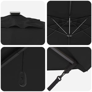 Ομπρέλα ηλίου με φώτα λωρίδας LED Μαύρο 286 x 284 x 270 εκ - Pakobazaar