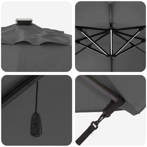 Ομπρέλα ηλίου με φώτα λωρίδας LED Ανθρακί 352 x 251 x 265 εκ. - Pakobazaar