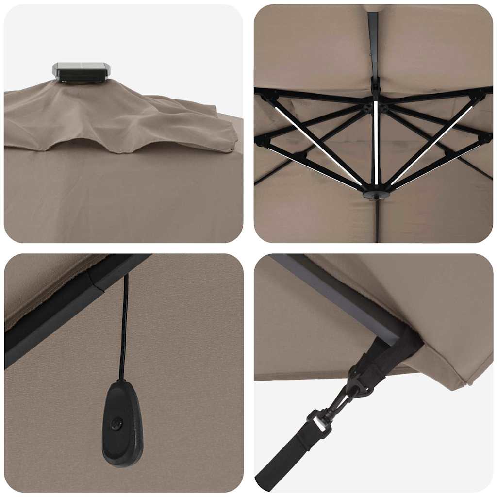 Ομπρέλα ηλίου με φώτα λωρίδας LED Taupe 352 x 251 x 265 εκ. - Pakobazaar