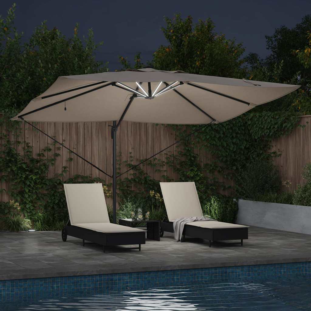 Ομπρέλα ηλίου με φώτα λωρίδας LED Taupe 352 x 251 x 265 εκ. - Pakobazaar