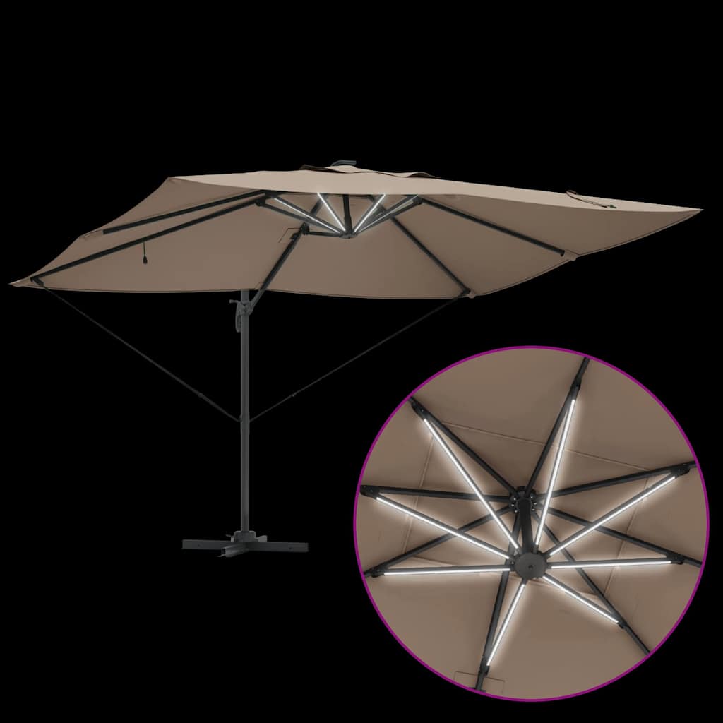 Ομπρέλα ηλίου με φώτα λωρίδας LED Taupe 352 x 251 x 265 εκ. - Pakobazaar