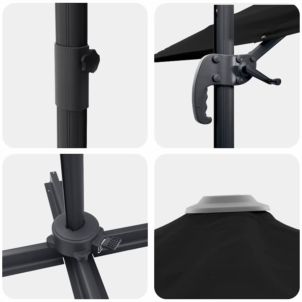 Ρώμη Ομπρέλα Μαύρο 286 x 284 x 265 εκ Αλουμίνιο και Πολυεστέρας