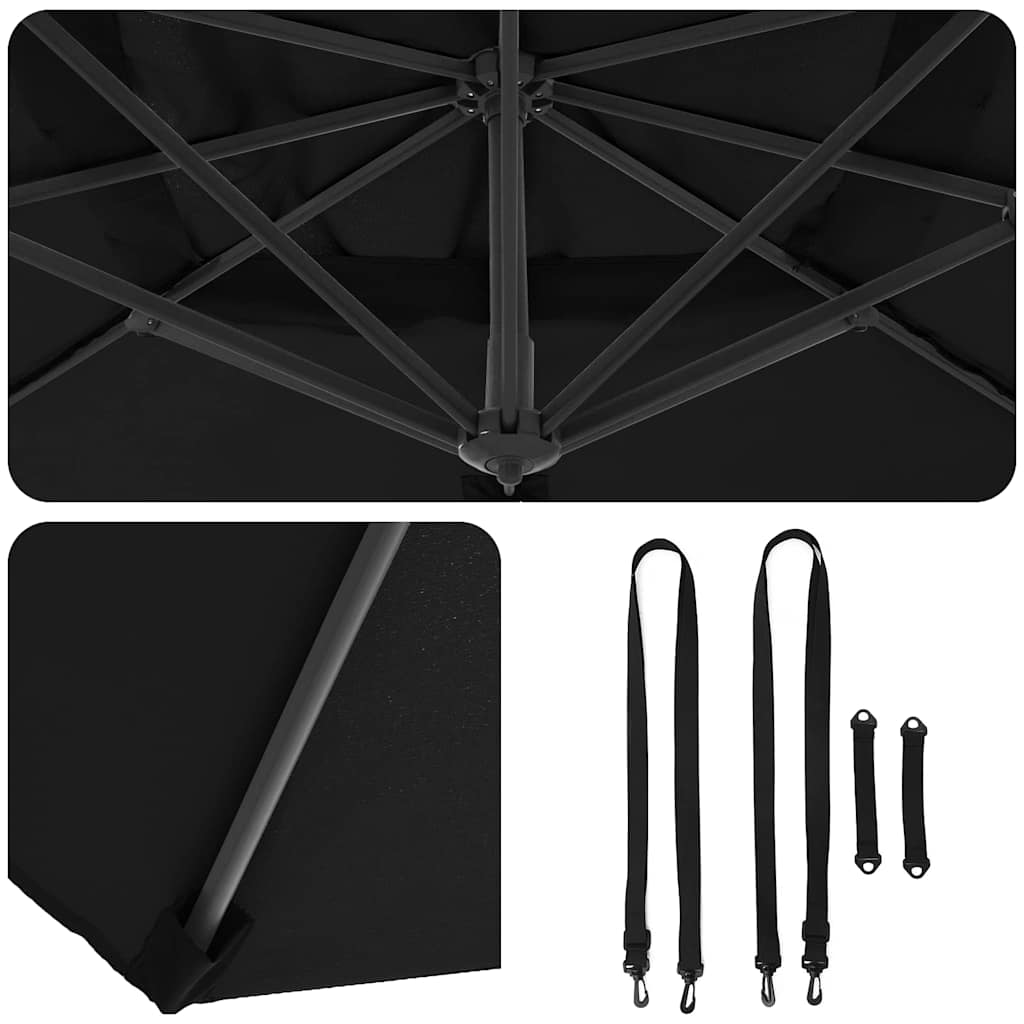 Ρώμη Ομπρέλα Μαύρο 286 x 284 x 265 εκ Αλουμίνιο και Πολυεστέρας