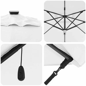 Ομπρέλα ηλίου με φώτα λωρίδας LED Άμμος 351 x 250 x 253 εκ - Pakobazaar