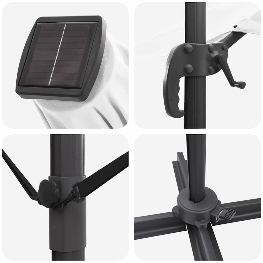 Ομπρέλα ηλίου με φώτα λωρίδας LED Άμμος 351 x 250 x 253 εκ - Pakobazaar