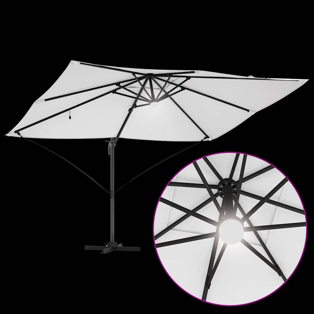 Ομπρέλα ηλίου με φώτα λωρίδας LED Άμμος 351 x 250 x 253 εκ - Pakobazaar
