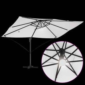 Ομπρέλα ηλίου με φώτα λωρίδας LED Άμμος 351 x 250 x 253 εκ - Pakobazaar