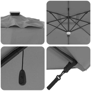 Ομπρέλα ηλίου με φώτα λωρίδας LED Ανθρακί 351 x 250 x 253 εκ - Pakobazaar