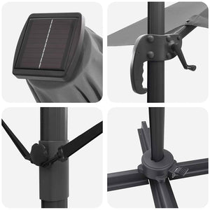Ομπρέλα ηλίου με φώτα λωρίδας LED Ανθρακί 351 x 250 x 253 εκ - Pakobazaar