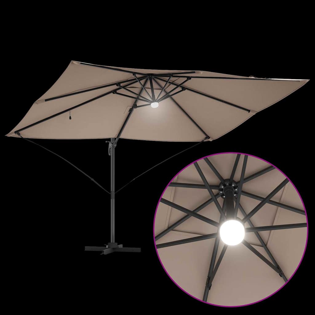 Ομπρέλα ηλίου με φώτα λωρίδας LED Taupe 351 x 250 x 253 εκ - Pakobazaar